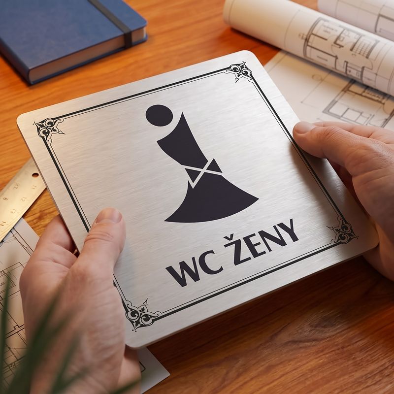 WC ženy, 80x80mm, stříbrná, Nebraska
