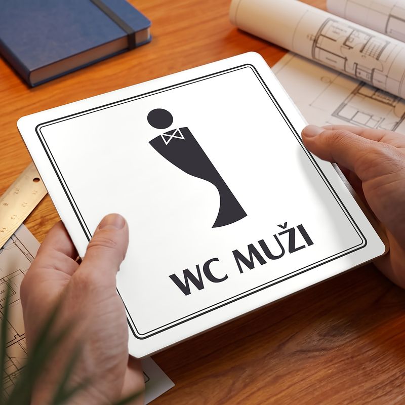 WC muži, 118x118mm, bílá, Utah