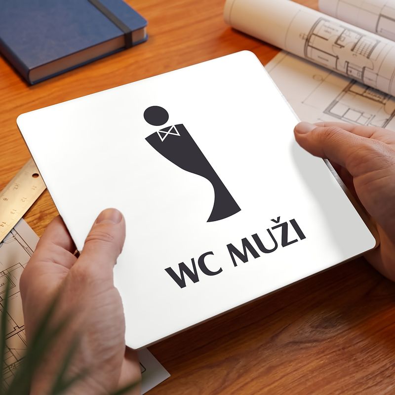 WC muži, 100x100mm, bílá, Nevada