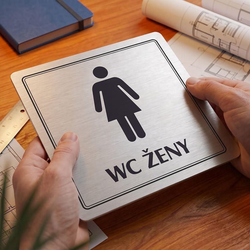 WC ženy, 80x80mm, stříbrná, Utah