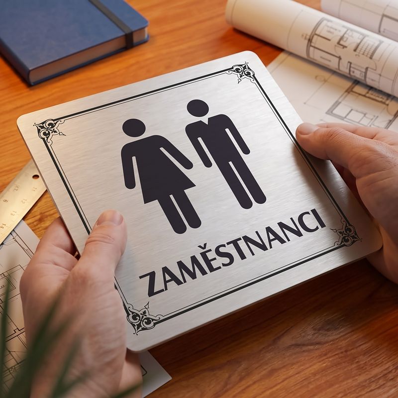 WC zaměstnanci, 80x80mm, stříbrná, Nebraska