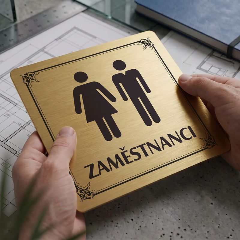 WC zaměstnanci, 80x80mm, zlatá, Nebraska