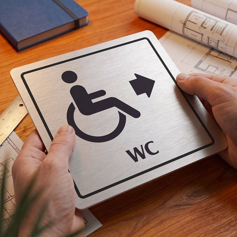 WC invalidé vlevo, 80x80mm, stříbrná, Arizona