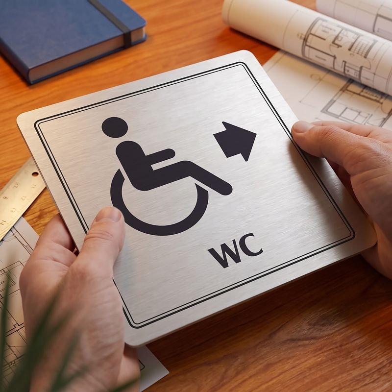 WC invalidé vlevo, 100x100mm, stříbrná, Utah