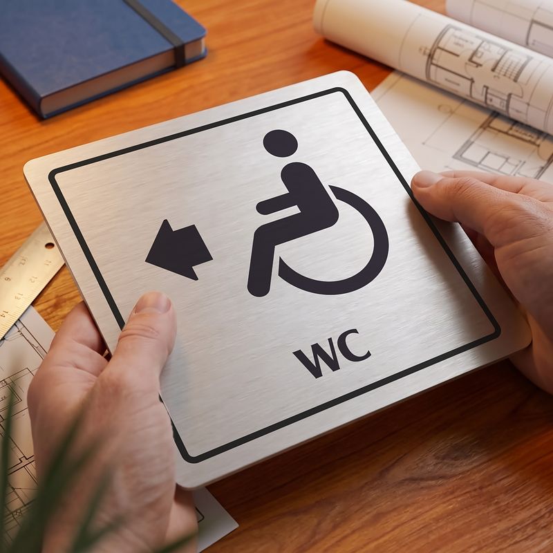 WC invalidé vpravo, 80x80mm, stříbrná, Arizona