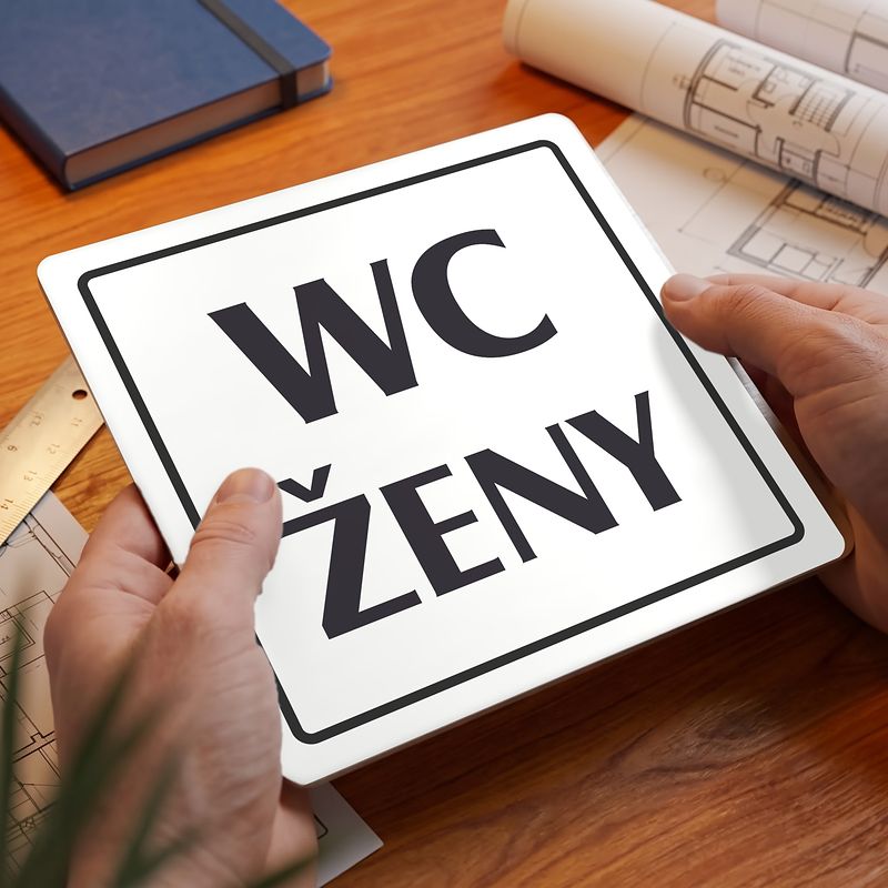 WC ženy, 118x118mm, bílá, Arizona