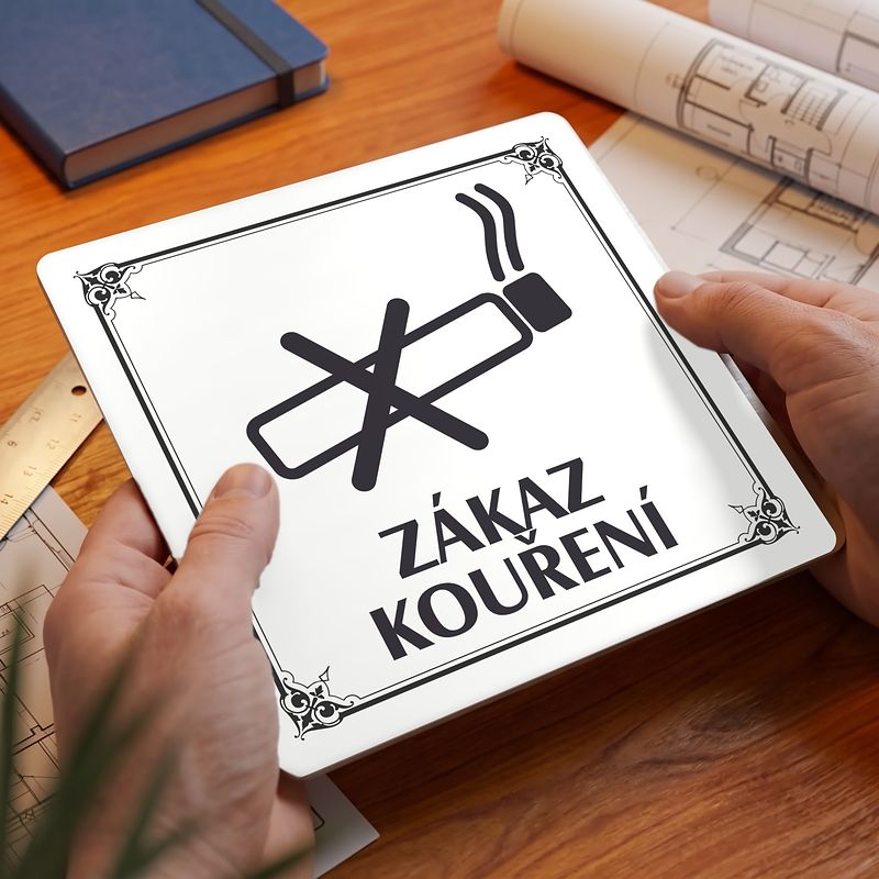 Zákaz kouření, 80x80mm, bílá, Nebraska