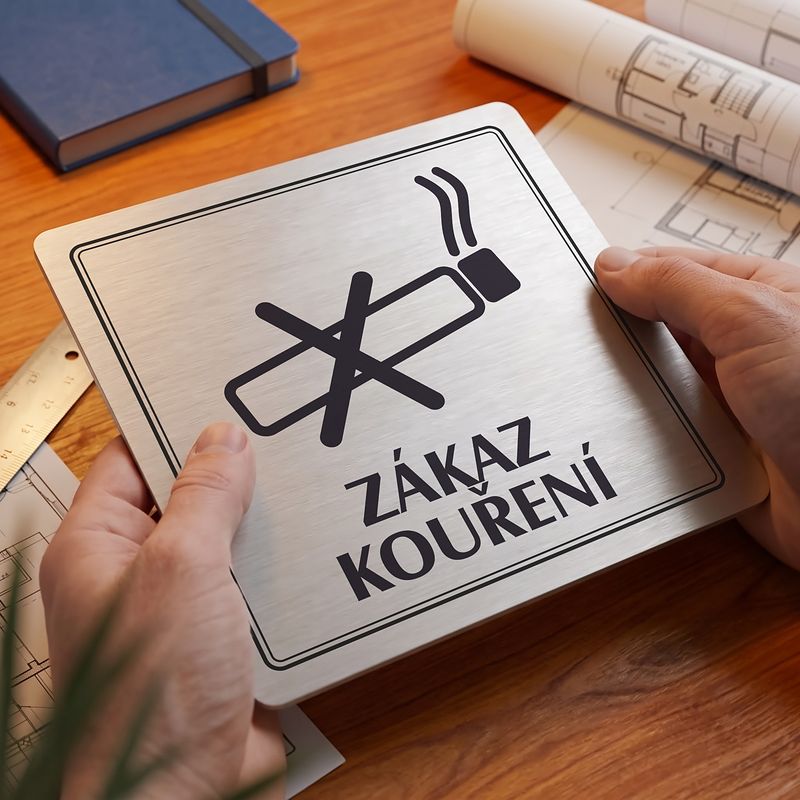 Zákaz kouření, 100x100mm, stříbrná, Utah