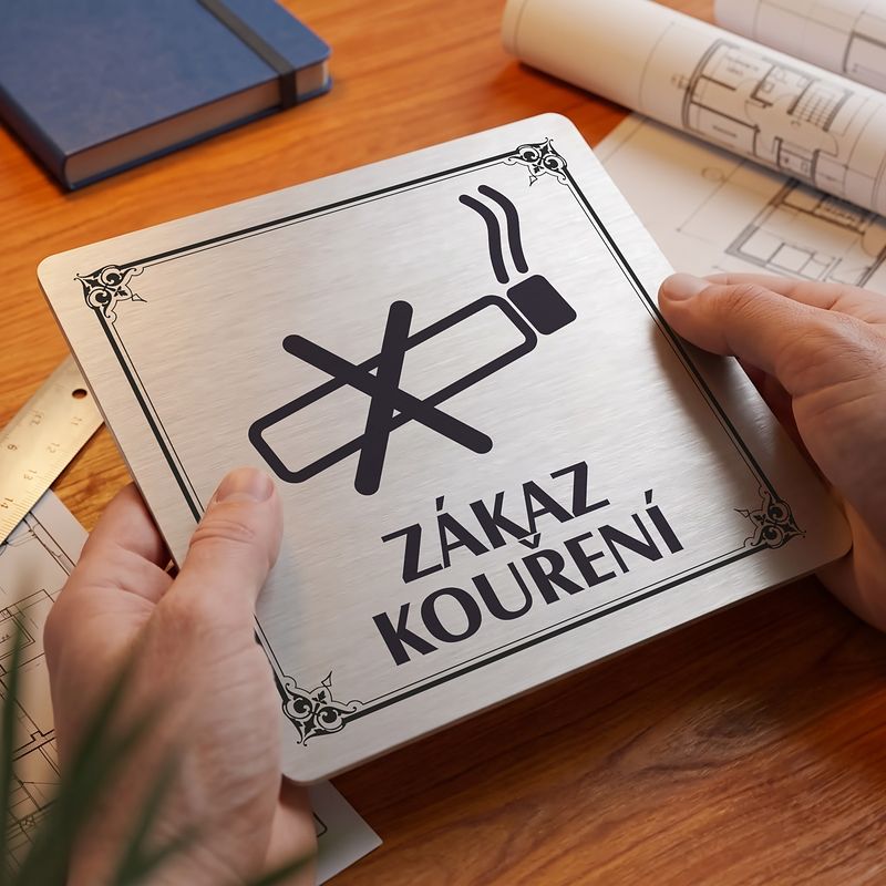 Zákaz kouření, 118x118mm, stříbrná, Nebraska