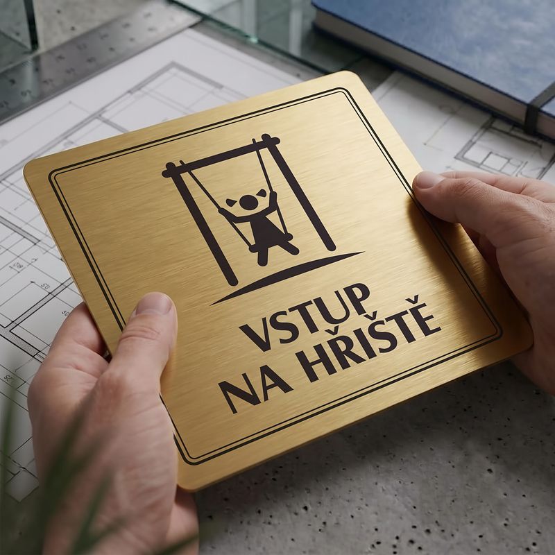 Vstup na hřiště, 100x100mm, zlatá, Utah