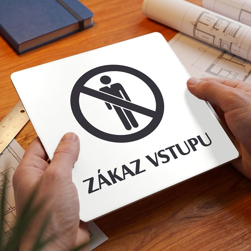 Zákaz vstupu, 118x118mm, bílá, Nevada