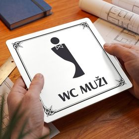 WC muži, 80x80mm, bílá, Nebraska