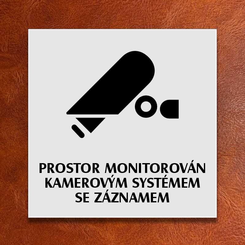 Piktogram Kamera se záznamem, bílá, k lepení - Exteriér